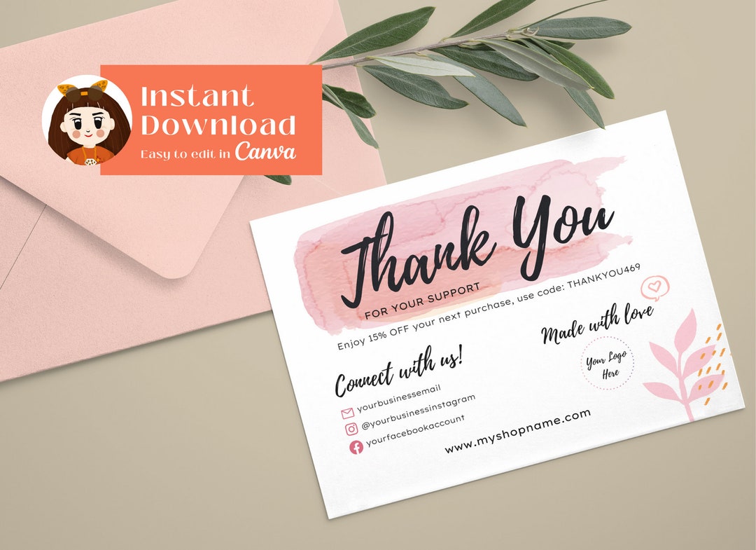 INSTANT DOWNLOAD Editable and Printable Thank You for Your Order ...