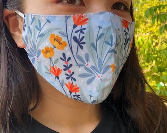 Cotton Face Mask, Face Mask Cover, Floral Face Mask, Reusable Cotton Face Mask, Filter Pocket Face Mask, Cotton Face Mask, Washable Mask