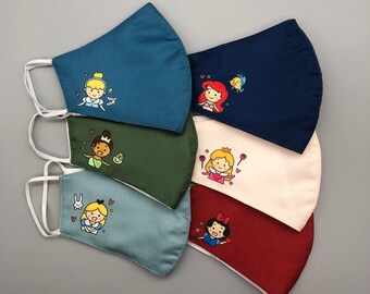 Disney Face Mask | Princess Face Mask | Reusable Face Mask | 100% Cotton lining | Washable Face Mask | Water- repellent | 3-layer Mask |