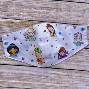 Disney Princess Face Mask, Disney Face Mask, Princess Face Mask, Cotton Face Mask, Adjustable Face Mask, Face Mask with Filter Pocket, Soft image 3