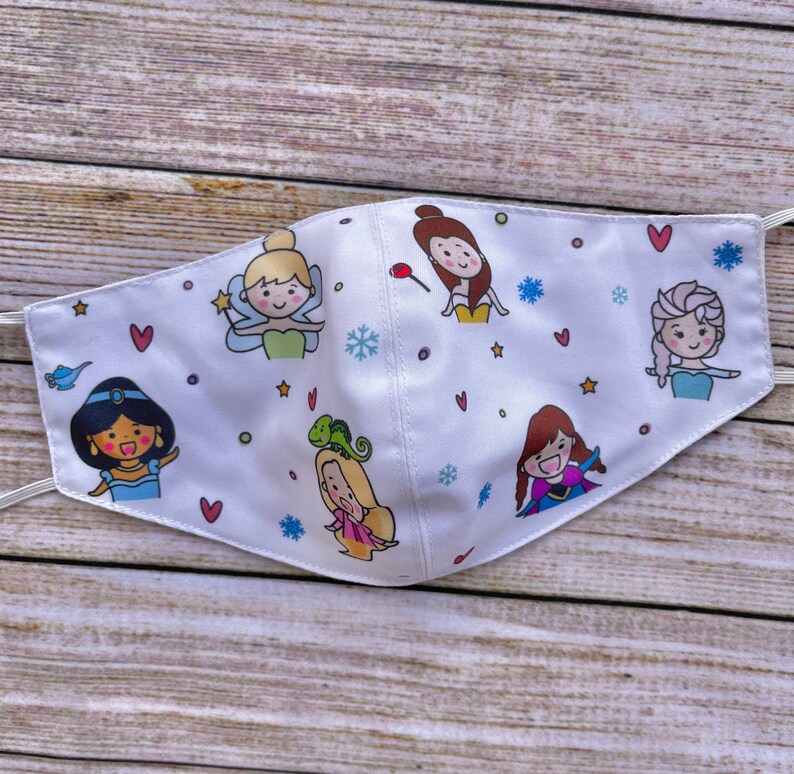 Disney Princess Face Mask, Disney Face Mask, Princess Face Mask, Cotton Face Mask, Adjustable Face Mask, Face Mask with Filter Pocket, Soft image 3