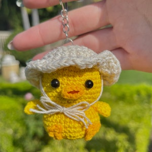 Duck Keychain, Duck with Hat Keychain, Ducky Keychain, Cute Duck Keychain, Ducky with hat plush, Crochet Duck Keychain, Duck Charm, Duck image 2