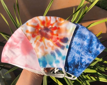 Tie-Dye Face Mask, Spring Face Mask, Pink Tie-dye Mask, Blue Tie- dye Mask, Rainbow Tye-dye Mask, Reusable Cotton Face Mask, Soft