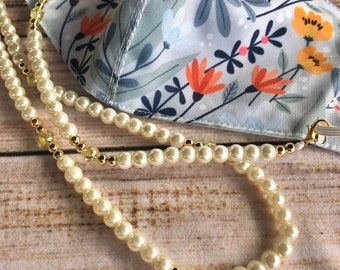 Face Mask Lanyard, Face Mask Holder, Pearl Face Mask Lanyard, Pearl Face Mask Holder, Pearl Necklace, Crystal Face Mask Holder, Mask Chain