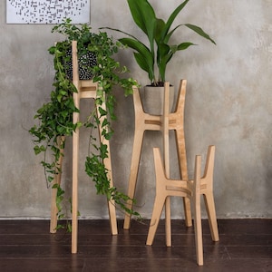 Wooden plant stand, Tall plant stand indoor from plywood, Mid century modern plant stand, Indoor plant stand from plywood, Small plant stand