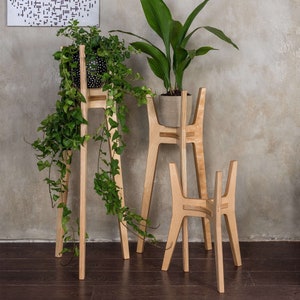 Wooden plant stand, Tall plant stand indoor from plywood, Mid century modern plant stand, Indoor plant stand from plywood, Small plant stand image 1