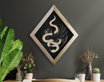 Carved snake wall decor, Snake decor wall hanging, Wooden cottagecore decor bedroom, Snake cottagecore room decor, Witchy home decor