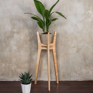 Wooden plant stand, Tall plant stand indoor from plywood, Mid century modern plant stand, Indoor plant stand from plywood, Small plant stand image 2