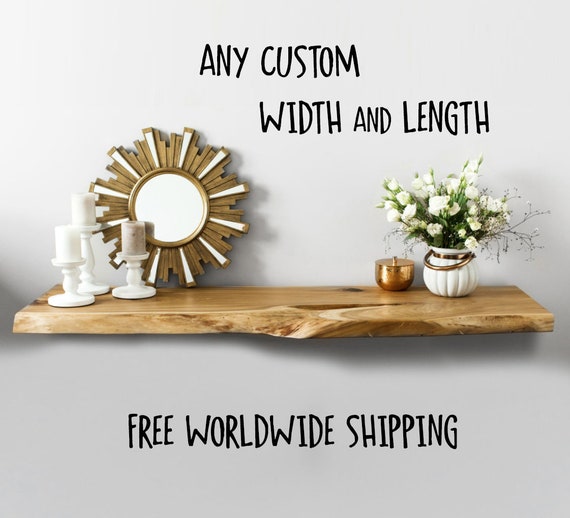 Custom Length Floating Shelf Live Edge Floating Shelf Walnut Etsy