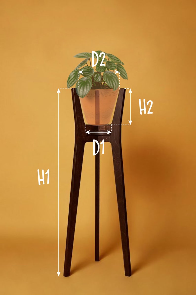 Wooden plant stand, Tall plant stand indoor from plywood, Mid century modern plant stand, Indoor plant stand from plywood, Small plant stand image 3