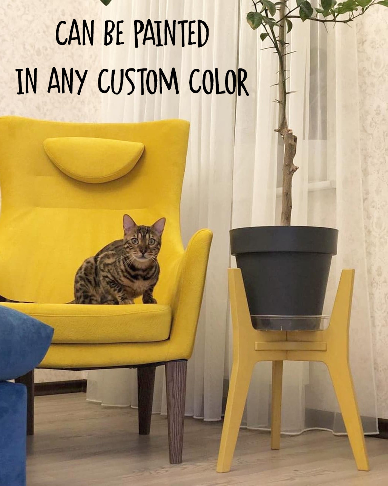 Wooden Plant Stand Tall Plant Stand Indoor From Plywood Mid - Etsy