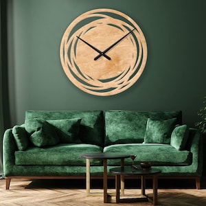 Unique Large Wall Clock, Minimalist Wooden Wall Clock Natural, Wood Wall Clock Large, Oversized Wall Clock, Living Room Clock Modern