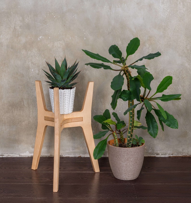 Wooden plant stand, Tall plant stand indoor from plywood, Mid century modern plant stand, Indoor plant stand from plywood, Small plant stand image 4