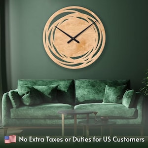 Unique Large Wall Clock, Minimalist Wooden Wall Clock Natural, Wood Wall Clock Large, Oversized Wall Clock, Living Room Clock Modern