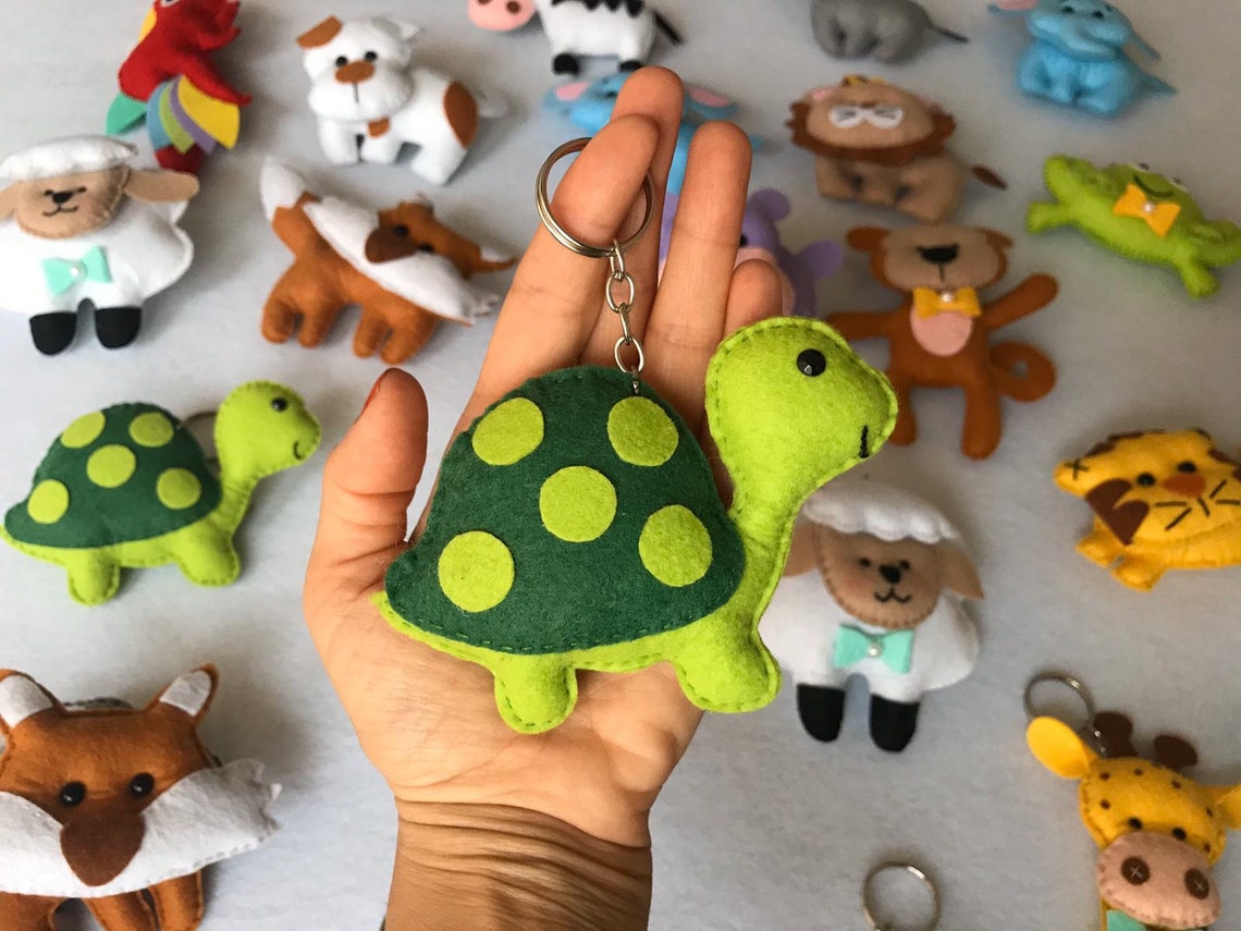 Cute Animal Keychains Animal Lover Gift Felt gag gift for Etsy