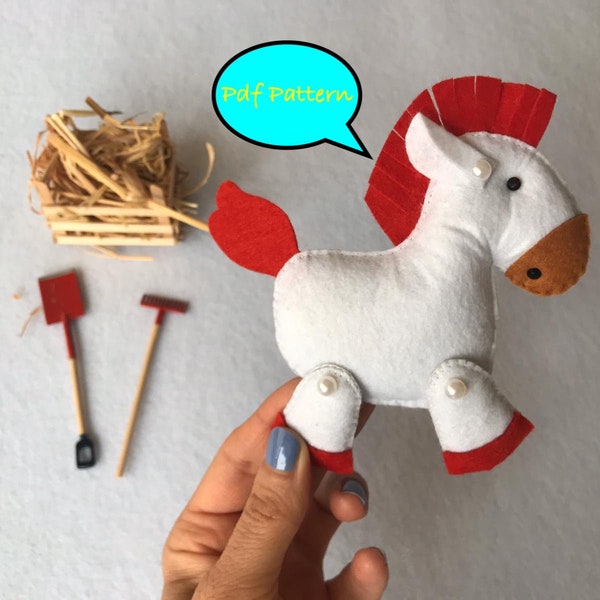 Pdf pattern, felt pattern, horse pattern, horse sewing tutorial, plushies, felt, DIY horse