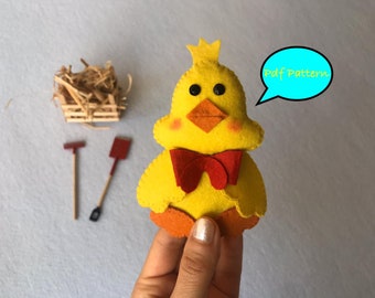 Pdf pattern, felt pattern, chick pattern, chick sewing tutorial, plushies, felt, DIY chick