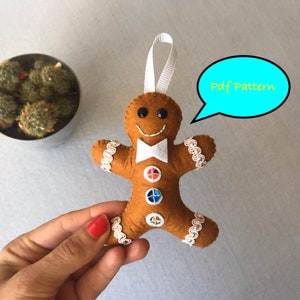 Weihnachten Lebkuchen Pdf Schnittmuster, Nähanleitung, DIY Plüschies, Filz