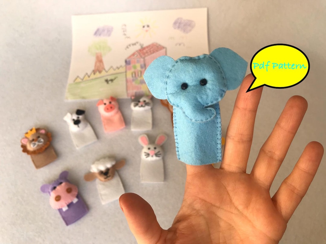 Pdf Pattern, Felt Pattern, Elephant Finger Puppet Pattern, Elephant ...