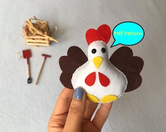 Felt Chicken Sewing Pattern: DIY Plush Toy (PDF Pattern)