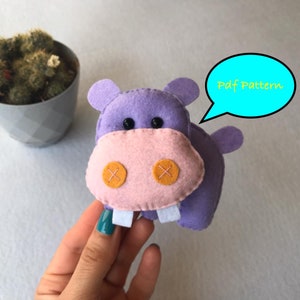 Pdf pattern, hippopotamus sewing tutorial, plushies, felt, DIY hippopotamus