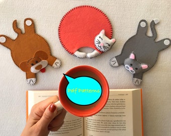 Felt Coaster PDF Pattern: Cat & Dog Plushies Sewing Tutorial (Bundle of 3)