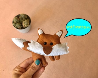 Felt pdf pattern, fox sewing tutorial, diy plushies, DIY fox