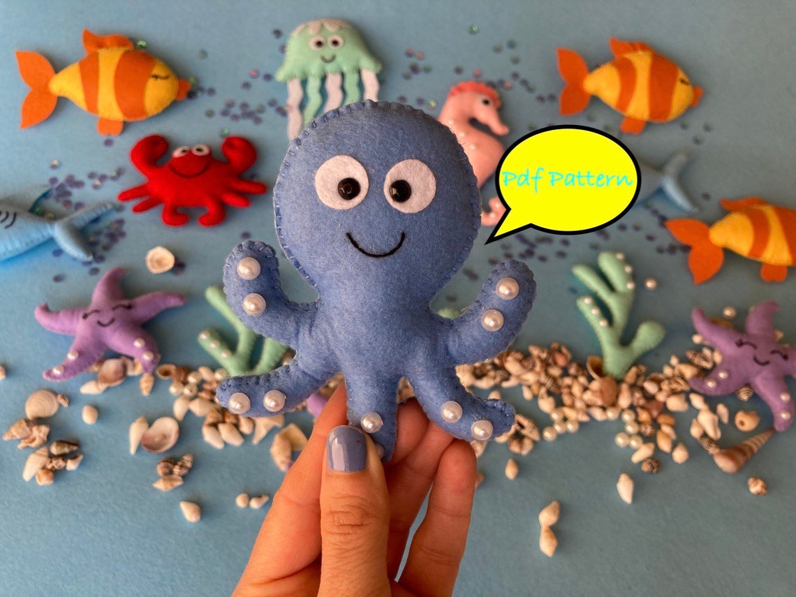 Pdf Pattern Felt Pattern Octopus Pattern Octopus Sewing Etsy