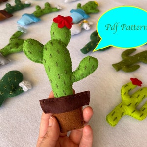 Felt pdf pattern, Cactus sewing tutorial, plushies, DIY cactus, cactus pattern, cactus