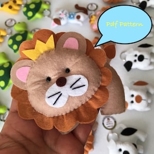 pdf pattern, lion sewing tutorial, diy plushies, felt