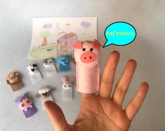 Felt Pig Finger Puppet Sewing Pattern PDF - Easy DIY Tutorial