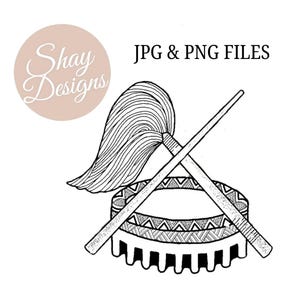 Samoan Tanoa & Fue Clipart: Polynesian Kava Bowl PNG JPG