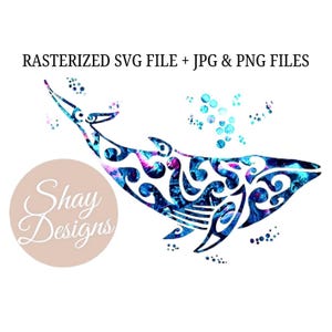 Maori Whale Clipart: Abalone print Tribal Design (PNG, JPG)