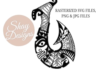 Maori Hook SVG, Polynesian Tribal Fish Hook Design, Koru Style