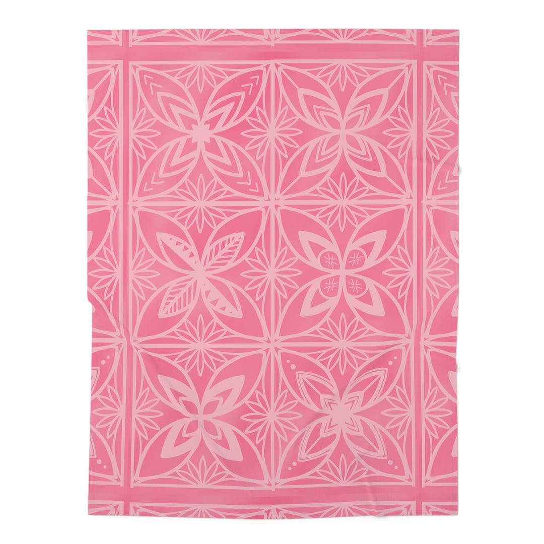 Pink Polynesian Tapa Pattern Baby Swaddle Blanket | Pasifika Design - Etsy