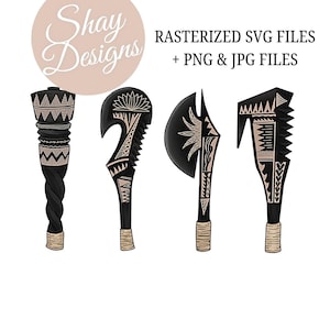 Samoan Weapons Clipart • Polynesian Warrior Art SVG PNG JPG • Cultural Tattoo Design for Crafts & Merchandise