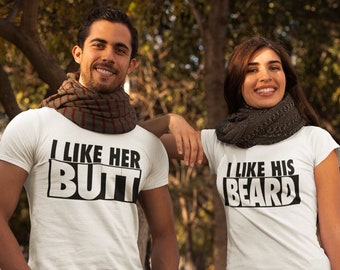 I LIKE HIS BEARD Funny Couple Unisex T-Shirt