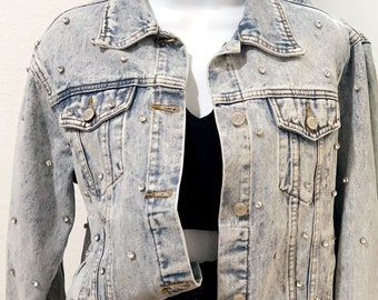 Customized Jean Jacket, custom patched , cover with rhinestones