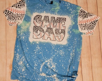 Baseball Game day t-shirt | Bleached t-shirt | Sublimation t-shirt | Baseball tee | Gildan softstyle