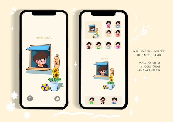 Yuki Phone Wallpaper Icon Set Etsy