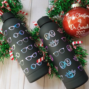 Optician Water Bottle, Optometrist Water Bottle, Optometry Water Bottle, Optometrist Gift, Optician Gift,Holographic Black Water Bottle