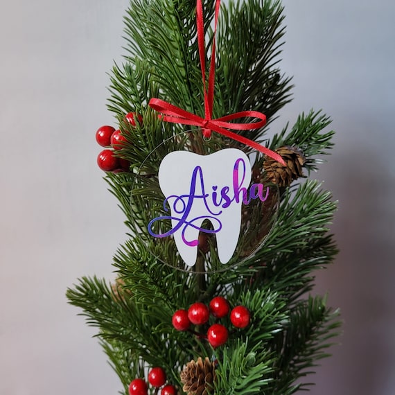 Personalized Dentist Ornament, Acrylic Christmas Ornament, Dental Hygienist Gift, Dentist Gift, Dental Assistant Gift, Tooth Ornament