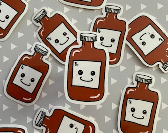 Pharmacy Stickers, Pharmacy Happy Amber Bottle Sticker, Pharmacy Tech Sticker, Pharmacist Sticker, Medicine Bottle Sticker, Nurse Sticker