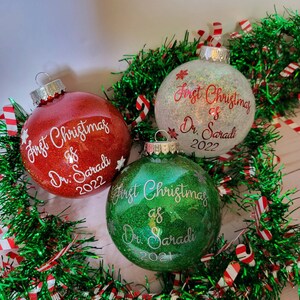 First Christmas as a Doctor Nurse Custom Personalized Glitter Ornament, MD, DO, Pharmacist, Dentist, Veterinarian, Optometrist, Holiday Gift
