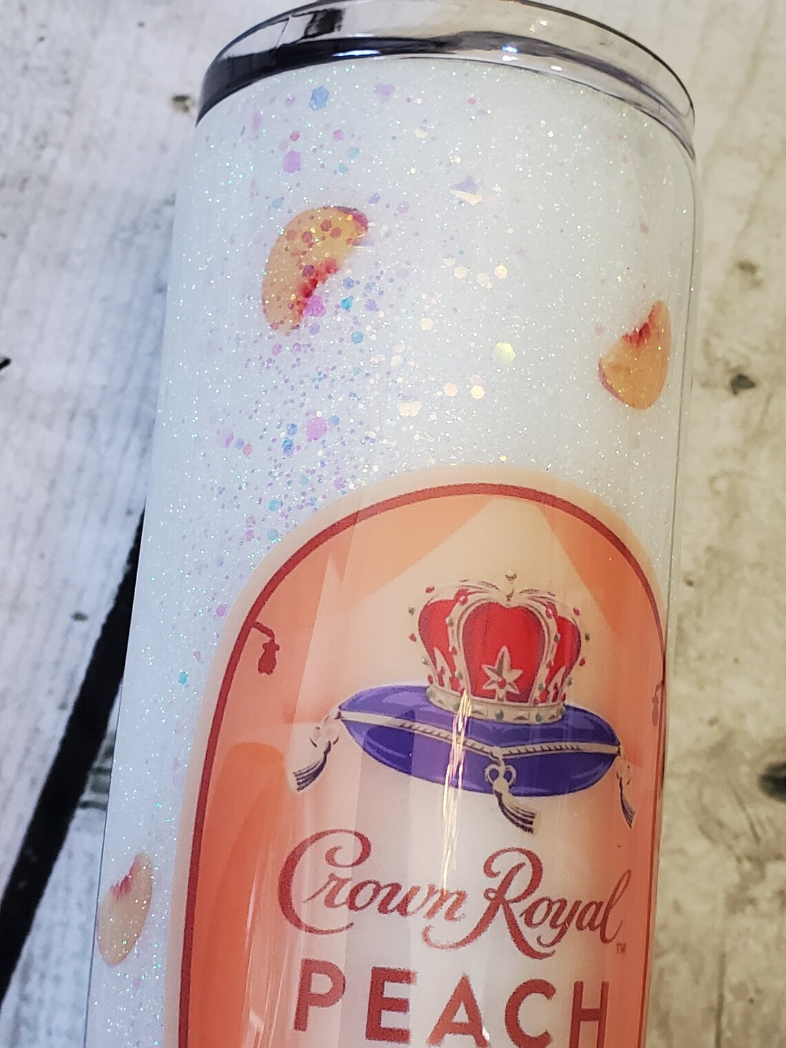 Crown Royal Peach Glitter Tumbler Etsy