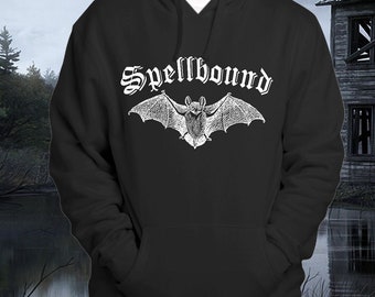 Spellbound Vampire Bat Pullover Hoodie | Goth Gothic Black Cotton Sweatshirt | Womens Mens Unisex | Witchy Gothic Clothing | Halloween Gift