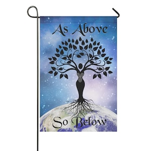 As Above So Below Garden Flag | Pagan Wiccan Yard Decor | Witchy Home Decor | Spiral Goddess Porch Flag | Garden Party Gift | House Flag