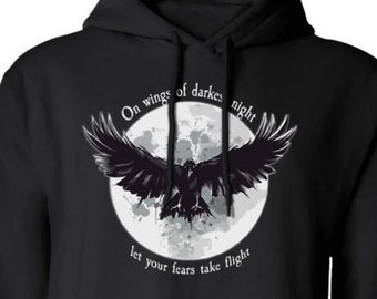 Gothic Hoodie | Full Moon With Raven Pullover Hooded Sweatshirt | Womens Hoodie | Witchy Clothing | Mens Sweatshirt | Goth Aesthetic Clothes