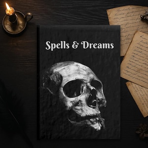 Custom Skull Writing Journal, Gothic Hardcover Notebook, Witchy School Supplies, Personalized Dark Academia Gift, Spooky Season Sketchbook