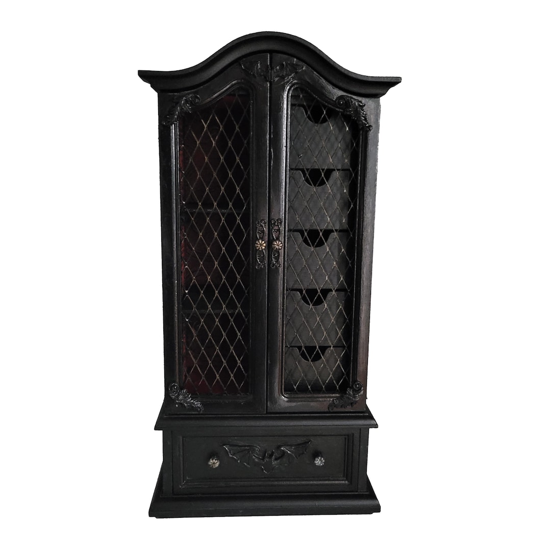 Gothic Distressed Black Storage Cabinet, Halloween Decoration, Witchy ...